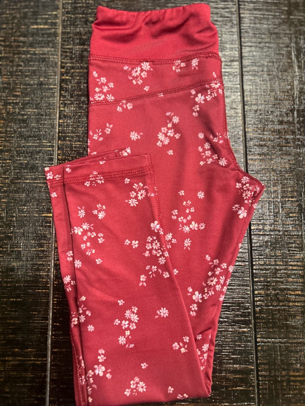 OshKosh B'gosh Kids Maroon Floral Leggings - Picture 3 of 4